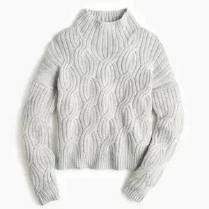 JCrew Collection, Thick Cable Knit Oversize Cashmere in Gray